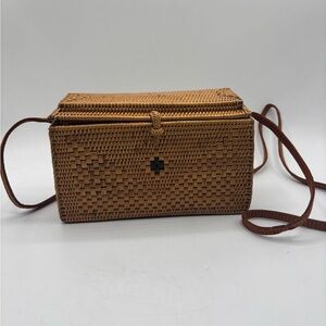 Brown Woven Crossbody Bag